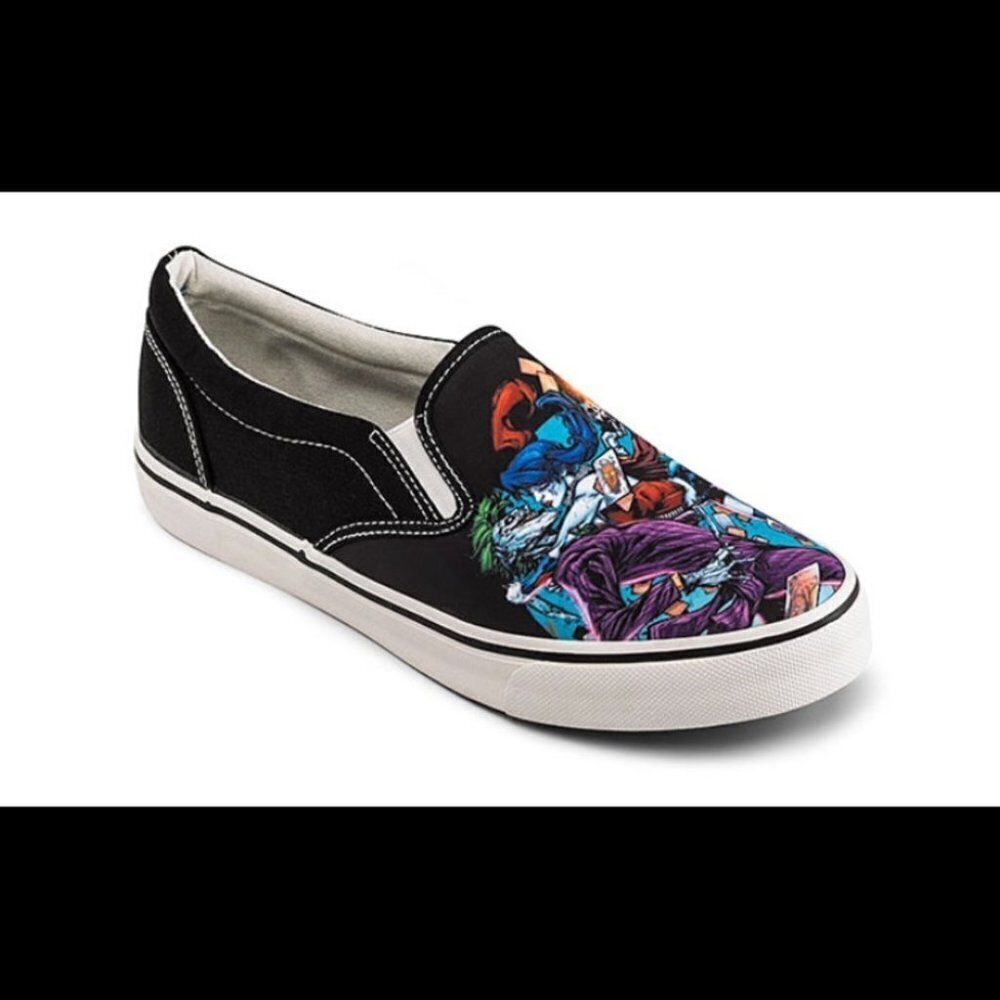 THE JOKER Sz 9 Harley Quinn Slip-On Sneakers Colourful Comfort Shoes